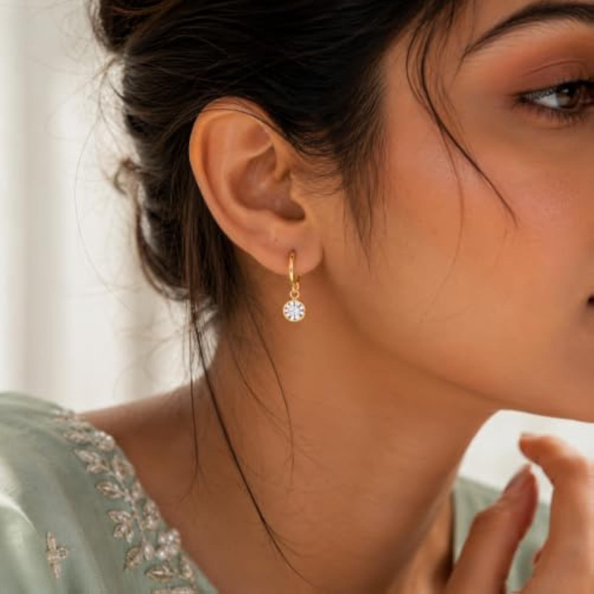 Women's Crystal Plated Hoop Earrings, Gift for Girls